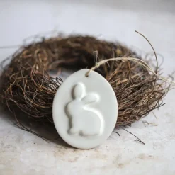 3er Set Osteranhänger aus Keramik - handgetöpferte Osterdekoration