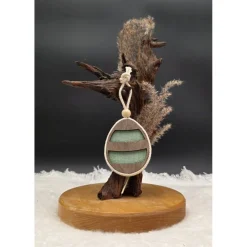 4er Set Osterei-Anhänger aus Holz mit Makramee-Rand in Mint & Mauve | Handgemachte Frühlingsdeko
