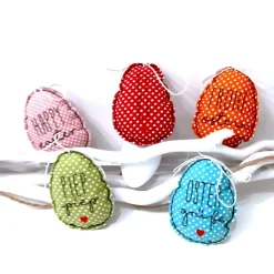 5-er Set Ostereier aus Stoff zum aufhängen