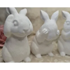 3er Set Raysin Hasen – Hört nix, sieht nix, sagt nix – Moderne Osterdeko, handgefertigt, 11 cm