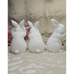 3er Set Raysin Hasen – Hört nix, sieht nix, sagt nix – Moderne Osterdeko, handgefertigt, 11 cm