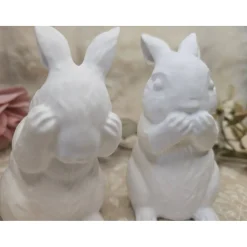 3er Set Raysin Hasen – Hört nix, sieht nix, sagt nix – Moderne Osterdeko, handgefertigt, 11 cm