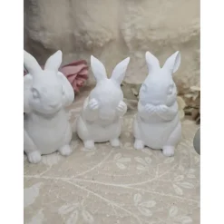 3er Set Raysin Hasen – Hört nix, sieht nix, sagt nix – Moderne Osterdeko, handgefertigt, 11 cm