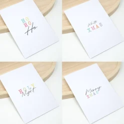 4er Set schlichte Weihnachtskarten | Karte mit Briefumschlag | Pastellfarben