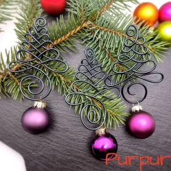 3er Set Schwarz, Lila Christbaumschmuck