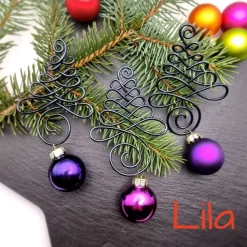 3er Set Schwarz, Lila Christbaumschmuck