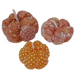3-er Set Stoffkürbisse, herbstliche Deko-Kürbisse orange
