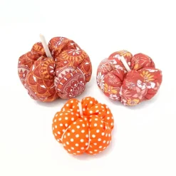 3-er Set Stoffkürbisse, herbstliche Deko-Kürbisse orange