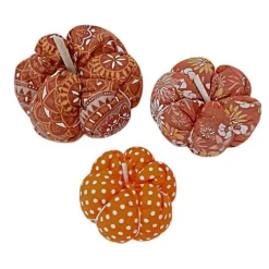 3-er Set Stoffkürbisse, herbstliche Deko-Kürbisse orange