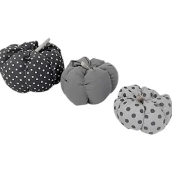 3-er Set Stoffkürbisse, herbstliche Deko-Kürbisse grau, weiß