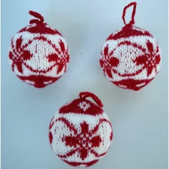 3er Set umstrickte Weihnachtsbaumkugeln