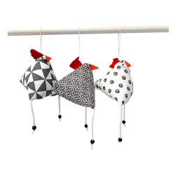 3-er Set "Verrückte Hühner", genähte Osterhühner zum Aufhängen
