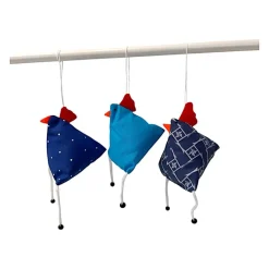 3-er Set "Verrückte Hühner", genähte Osterhühner zum Aufhängen