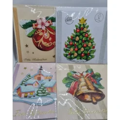 4er Set Weihnachts Grußkarten Diamond Painting –quadratisch 16 x 16 cm handgefertigt mit Umschlägen