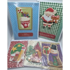 5er Set Weihnachts Grußkarten Diamond Painting – 2x A5 & 3x A6 handgefertigt mit Umschlägen