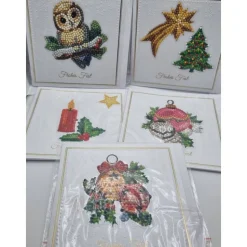 5er Set Weihnachts Grußkarten Diamond Painting –quadratisch 14 x 14 cm handgefertigt mit Umschlägen
