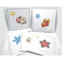 5er Set Weihnachts Grußkarten Diamond Painting –quadratisch 14 x 14 cm handgefertigt mit Umschlägen