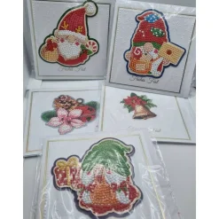 5er Set Weihnachts Grußkarten Diamond Painting –quadratisch 14 x 14 cm handgefertigt mit Umschlägen