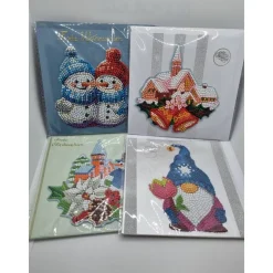 4er Set Weihnachts Grußkarten Diamond Painting –quadratisch 16 x 16 cm handgefertigt mit Umschlägen
