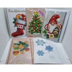 5er Set Weihnachts Grußkarten Diamond Painting – B6 11,5 x 16,5 cm handgefertigt mit Umschlägen
