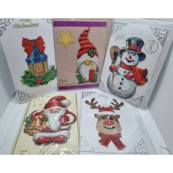 5er Set Weihnachts Grußkarten Diamond Painting – B6 11,5 x 16,5 cm handgefertigt mit Umschlägen