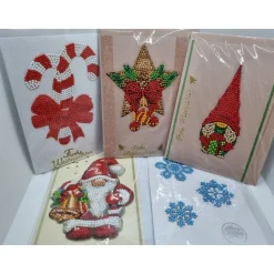 5er Set Weihnachts Grußkarten Diamond Painting – B6 11,5 x 16,5 cm handgefertigt mit Umschlägen