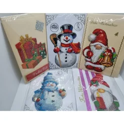 5er Set Weihnachts Grußkarten Diamond Painting – B6 11,5 x 16,5 cm handgefertigt mit Umschlägen
