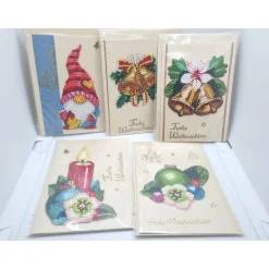 5er Set Weihnachts Grußkarten Diamond Painting – C6 10,5 x 14,8 cm handgefertigt mit Umschlägen