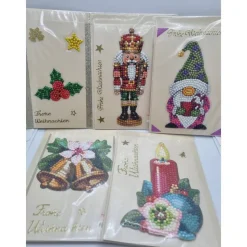 5er Set Weihnachts Grußkarten Diamond Painting – C6 10,5 x 14,8 cm handgefertigt mit Umschlägen