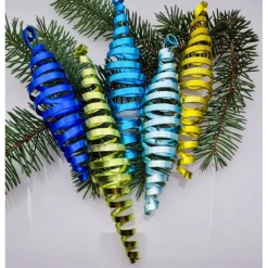 5er Set Zapfen Blau- und Grüntöne, Christbaumschmuck
