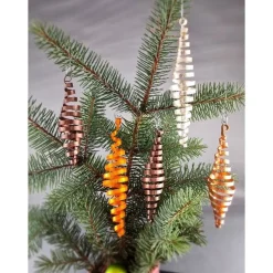 5er Set Zapfen Braun- und Orangetöne, Christbaumschmuck