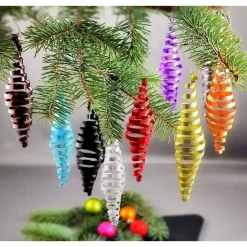 5er Set Zapfen Schwarz, Grau, Silber glänzend Christbaumschmuck