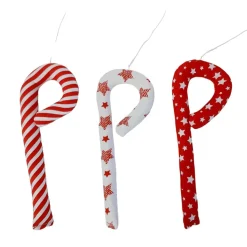 3er Set Zuckerstangen aus Stoff, Christbaumschmuck