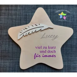Erinnerung an ein Sternenkind, Geschenk für Sterneneltern, individuelle gestaltetes Trauergeschenk, Naturholz Stern
