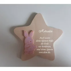 Erinnerung an ein Sternenkind, Geschenk für Sterneneltern, individuelle gestaltetes Trauergeschenk, Naturholz Stern