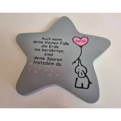 Erinnerung an ein Sternenkind, Geschenk für Sterneneltern, Kindergrab, Stern als Grabdeko oder Grabschmuck, Tod,Trauer