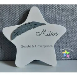 Erinnerung an ein Sternenkind, Geschenk für Sterneneltern, individuelle gestaltetes Trauergeschenk, weißer Stern Stern