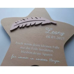 Erinnerung an ein Sternenkind, Geschenk für Sterneneltern, individuelle gestaltetes Trauergeschenk, Naturholz Stern