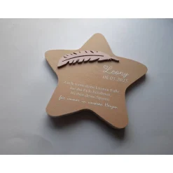 Erinnerung an ein Sternenkind, Geschenk für Sterneneltern, individuelle gestaltetes Trauergeschenk, Naturholz Stern