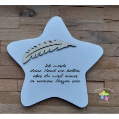 Erinnerung an ein Sternenkind, Geschenk für Sterneneltern, individuelle gestaltetes Trauergeschenk, weißer Stern Stern