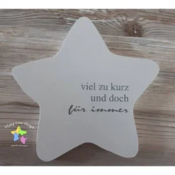 Erinnerung an ein Sternenkind, Geschenk für Sterneneltern, individuelle gestaltetes Trauergeschenk, weißer Stern Stern