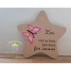 Erinnerung an ein Sternenkind, Geschenk für Sterneneltern, individuelle gestaltetes Trauergeschenk, Naturholz Stern
