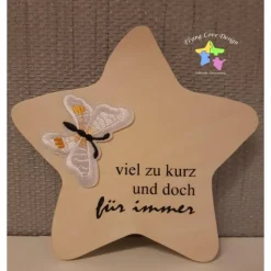 Erinnerung an ein Sternenkind, Geschenk für Sterneneltern, individuelle gestaltetes Trauergeschenk, Naturholz Stern