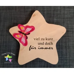 Erinnerung an ein Sternenkind, Geschenk für Sterneneltern, individuelle gestaltetes Trauergeschenk, Naturholz Stern