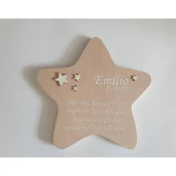 Erinnerung an ein Sternenkind, Geschenk für Sterneneltern, individuelle gestaltetes Trauergeschenk, Naturholz Stern