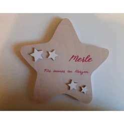 Erinnerung an ein Sternenkind, Geschenk für Sterneneltern, individuelle gestaltetes Trauergeschenk, Naturholz Stern