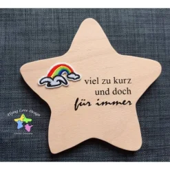 Erinnerung an ein Sternenkind, Geschenk für Sterneneltern, individuelle gestaltetes Trauergeschenk, Naturholz Stern
