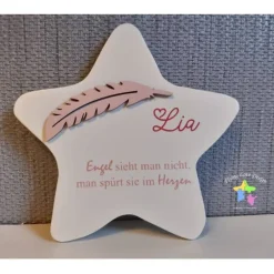 Erinnerung an ein Sternenkind, Geschenk für Sterneneltern, individuelle gestaltetes Trauergeschenk, weißer Stern Stern