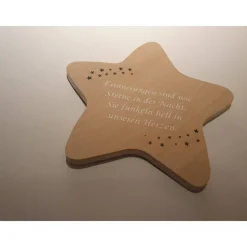 Erinnerung an Sternenkind, Verstorbene, Geschenk für Angehörige, Stern aus Holz, Anstatt Trauerkarte