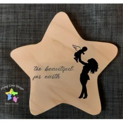 Erinnerung an Sternenkind, Verstorbene, Geschenk für Angehörige, Stern aus Holz für Mama Papa Oma Opa, Anstatt Trauerka